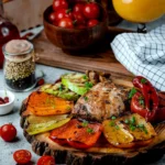 Запеченная курица с овощами